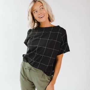 Albion Boss Tee Boxy Fit Windowpane Black